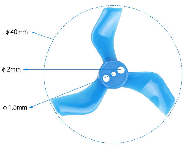 40mm 1635 PC 3 Blade 1.5mm - Clear Blue