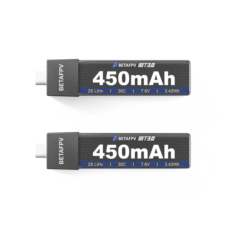 2S 450mAh 30C LiHV Battery with BT3.0 Connector 2-Pack